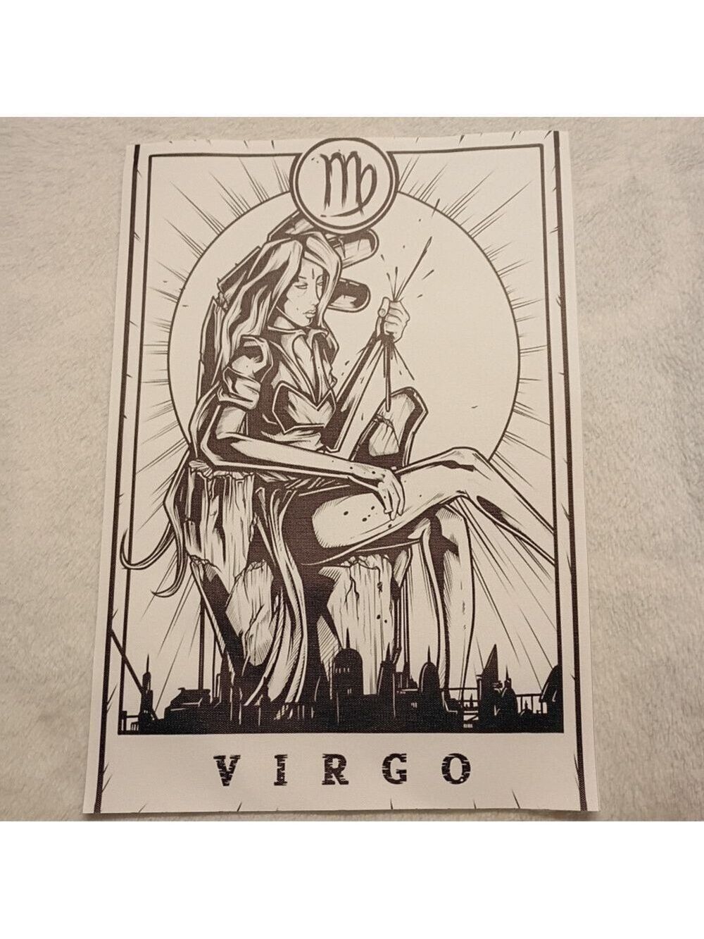 2/$10 Black and White Virgo Zodiac Canvas Art Print